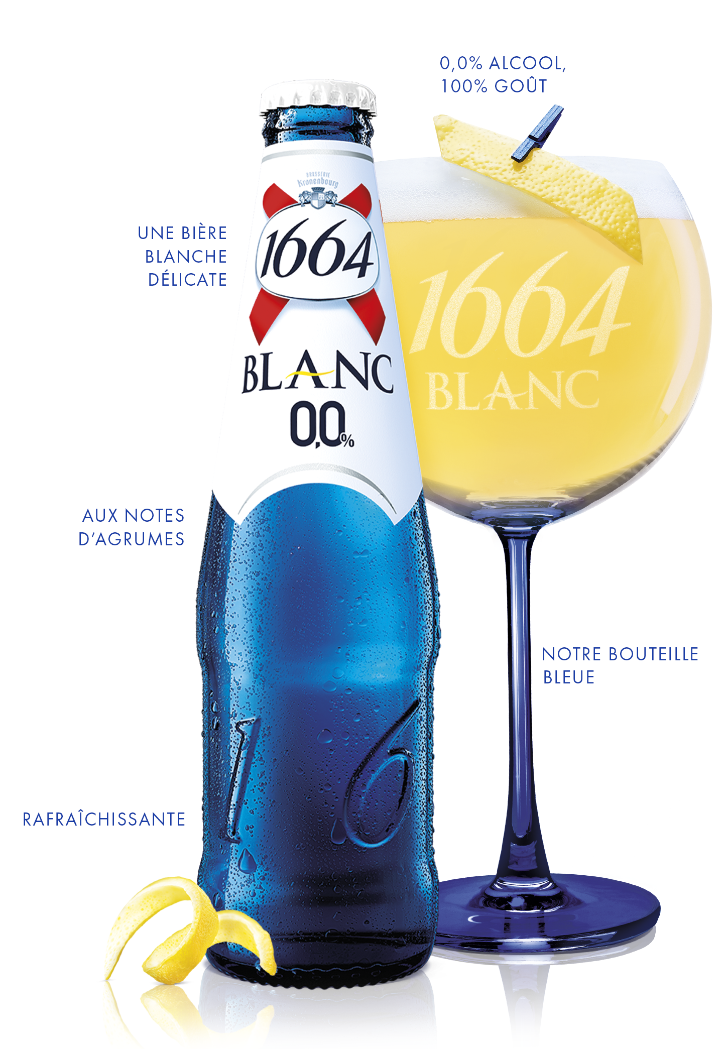 1664 Bière blanche sans alcool 0.4% bouteilles 6x25cl pas cher 