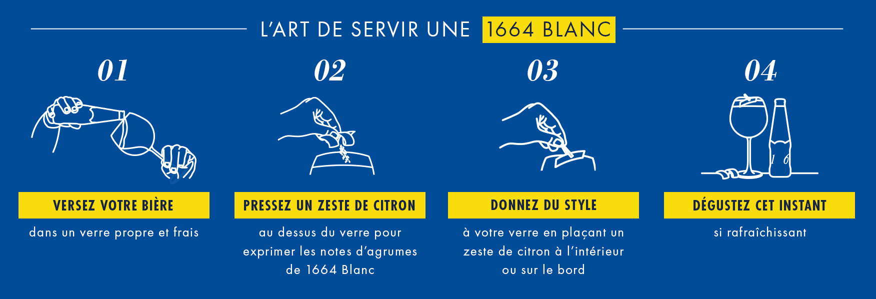 1664 Bière blanche sans alcool 0.4% bouteilles 6x25cl pas cher 